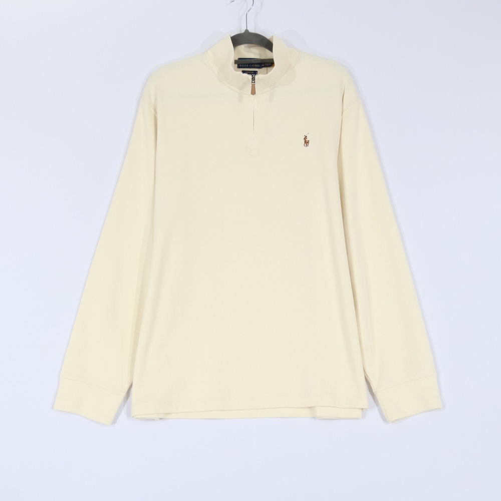 Polo Ralph Lauren Quarter Zip Pullover Men XL Cream Estate Rib Preppy $135 NWT
